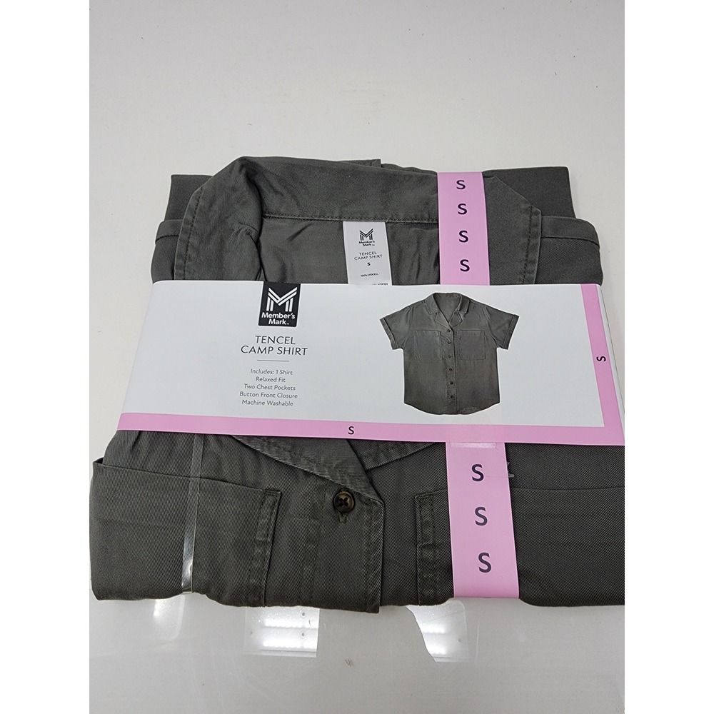 Member's Mark Womens Relaxed Camp Shirt Gray Lyocell Casual Size Small - Picture 1 of 5